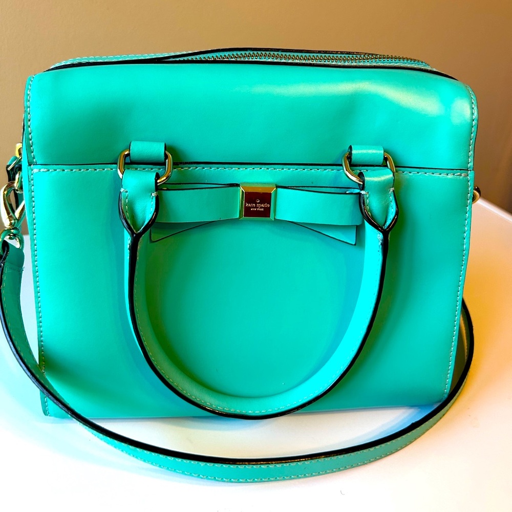 Kate Spade Turquoise satchel with shoulder strap